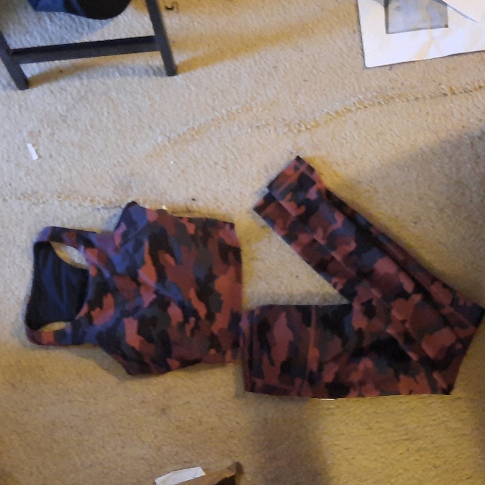 2 Piece Lululemon Camo Leggings And Tank Matching Set